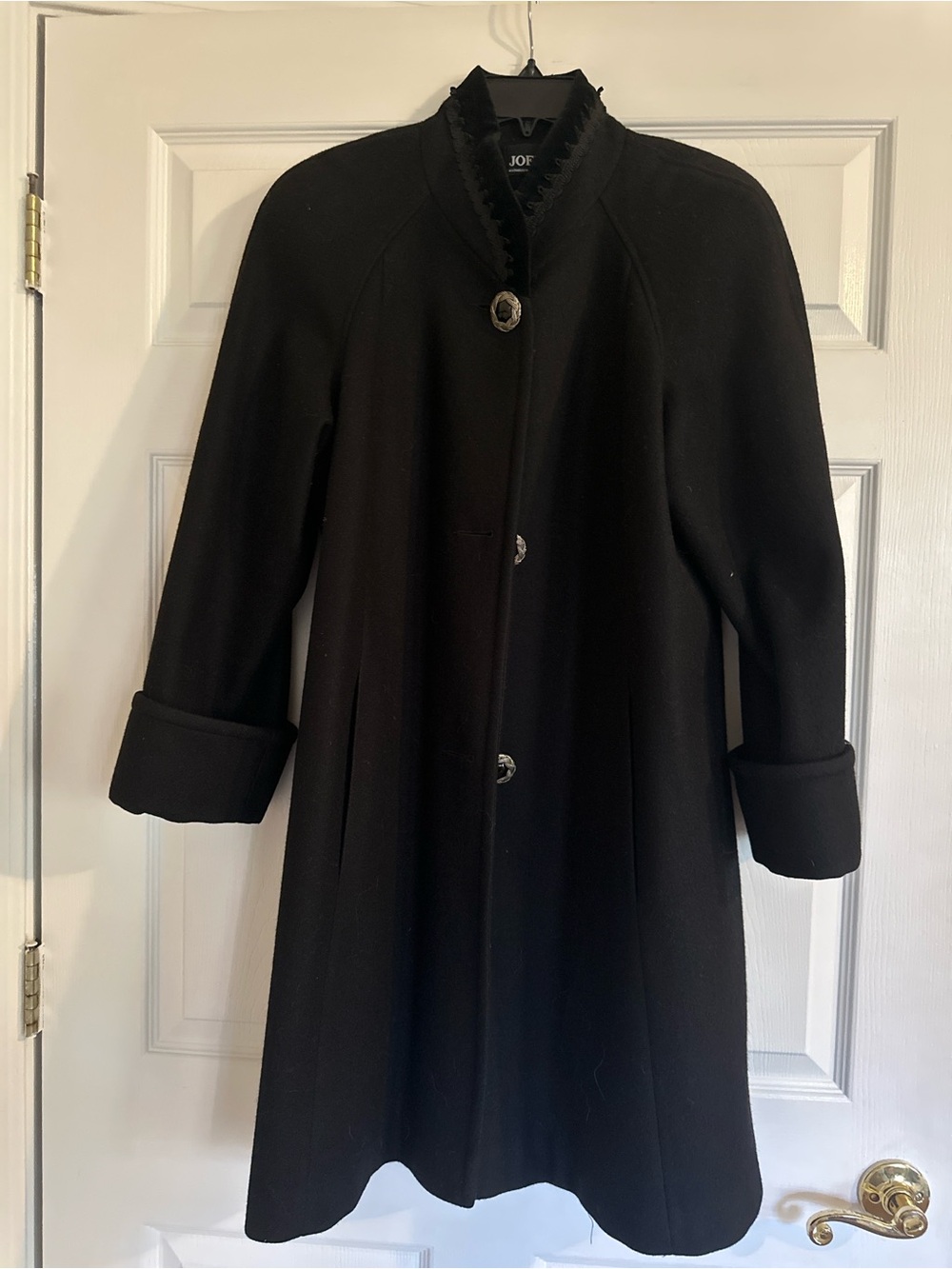 JOF Black Women’s A-Line Wool Trench Coat
